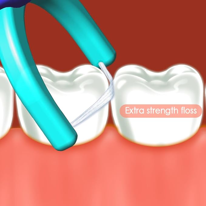 T.Smile NoFuss Dental Flosser Refill Heads, Extra Strength Floss for Comfortable Clean, Fluoride Free, (200 Extra-Strength Floss Refills, Handle Not Included)