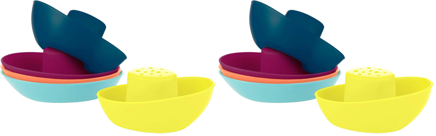 Boon Fleet Toddler Bath Tub Water Stacking Boat Toy Set for Kids Aged 9 Months and Up, Multicolor (Pack of 10)