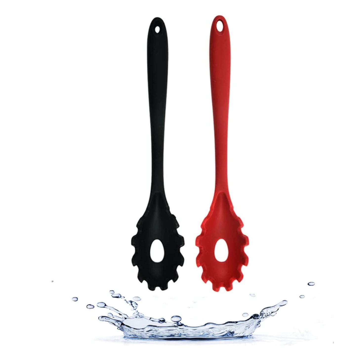 Armrouns Silicone Pasta Fork (11.2"), 2-Pack Spaghetti Server Spoon Heat Resistant 600°F, Food Grade Pasta Spoon, BPA Free, Noodle Spoons. (Silicone)