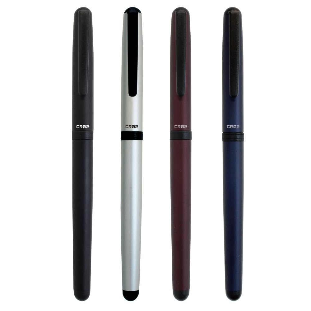 OHTO CR02 Ceramic Rollerball Pen, 0.5mm Fine Point, Medium-Thick Aluminum Barrel with Brass Components, Matte Blue, Refillable Water-Based Black Ink, CR02-05-MBL
