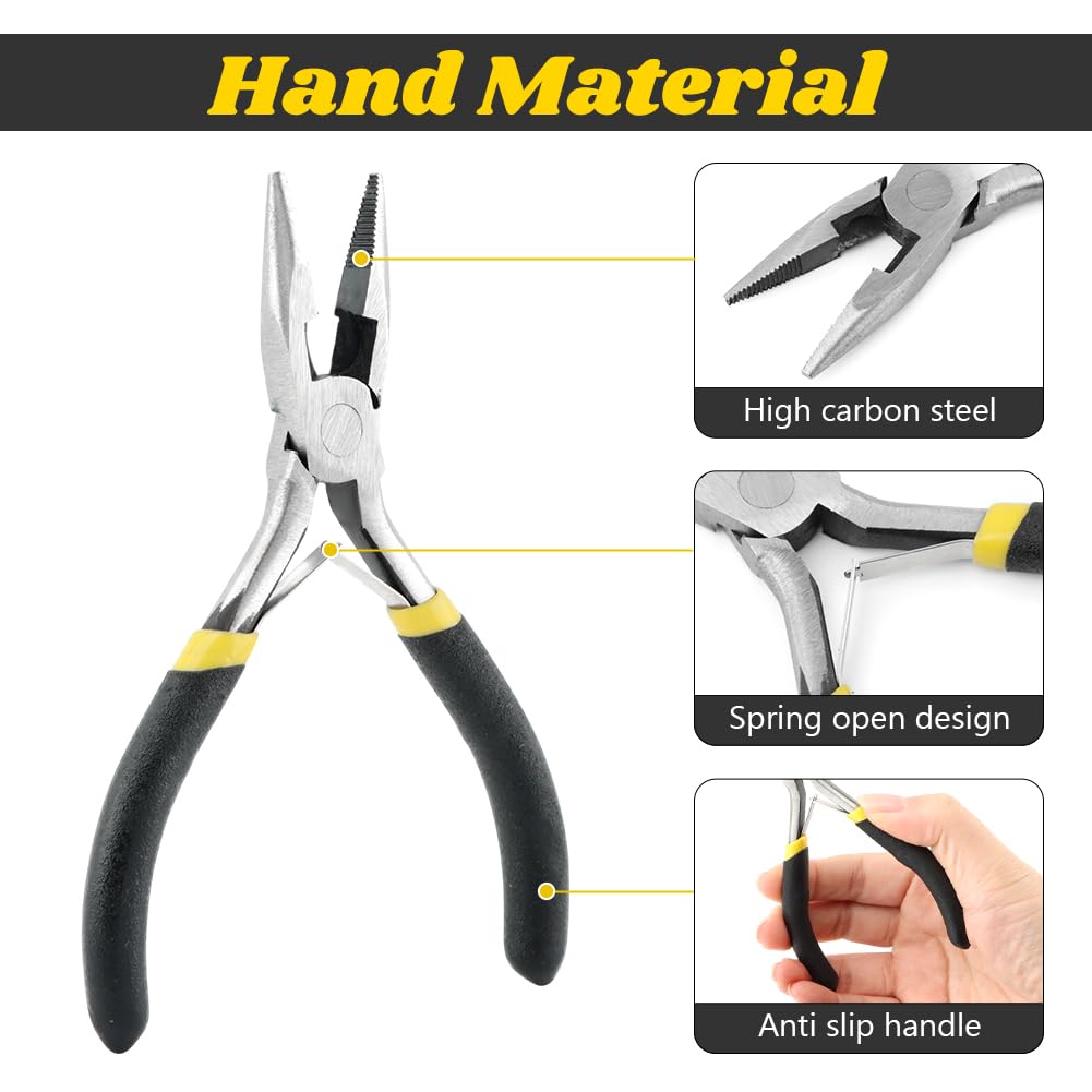 Loyanger Mini Pliers Set, 8pcs Long Nose Pliers with Comfort Grip Handles for Making Crafts, Electronic Repairing & Jewelry, Multi Purpose Jewelry Making Tools, DIY Nippers Repair Tool Kit