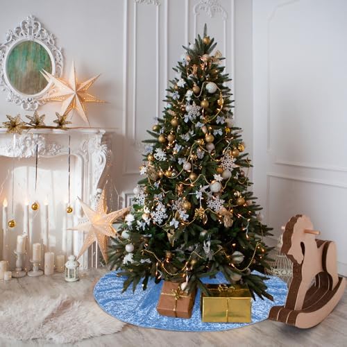Poise3EHome Baby Blue Christmas Tree Skirt, 36 Inch Sequin Tree Skirt