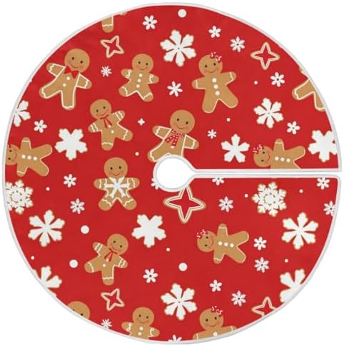Pfrewn Gingerbread Man Snow Christmas Cookie Christmas Tree Skirt 48" Farmhouse Winter Mini Xmas Tree Skirts Mat for Welcome Holiday Party Supplies Rustic Ornaments Indoor Home Decor