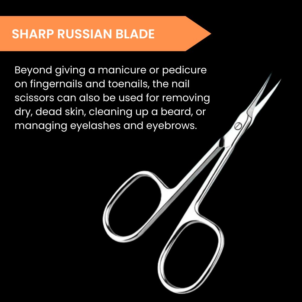 GENERIC Xios Cuticle Scissors Fine Curved Blade Effetient Slim Manicure Scissors for Cuticles Professional Small Scissors with Precise Pointed Tip for Eyebrow Eyelash and Dry Skin (Classic), Silver