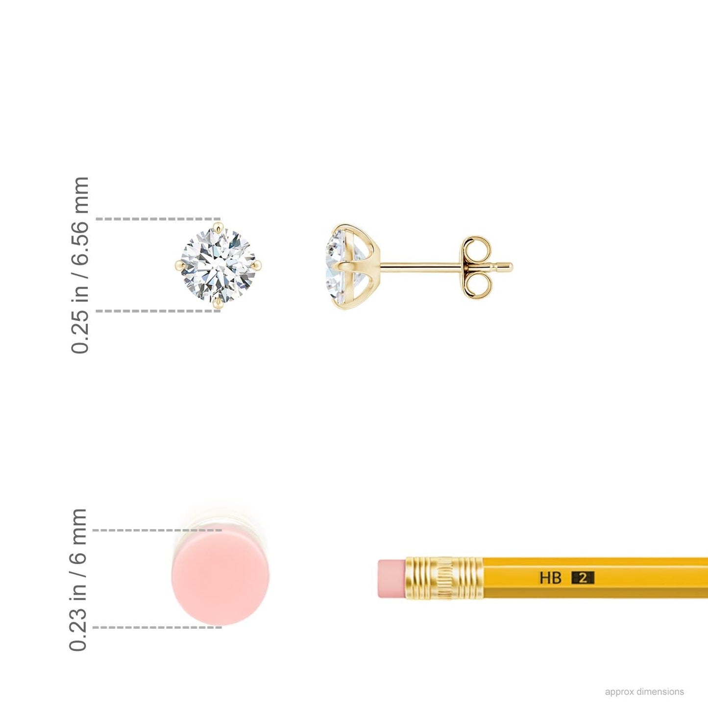 Certified Round Lab-Grown Diamond Solitaire Stud Earrings 14K Solid Gold (0.5 carat, 4.1mm, Color-H, Clarity-SI2)