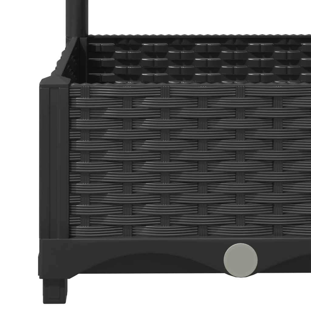 Kalmrek Garden Planter Black Polypropylene with Trellis 15.7 x 15.7 x 47.8 in Square Container for Outdoor Balcony Patio Raised Flower Display