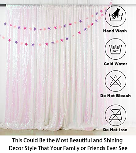 ShinyBeauty Sequin Backdrop 5FTx7FT Iridescent White - Photo Booth, Wedding, Baby Shower, Grad Party, Birthday - color: Iridescent, size: 5FTx7FT