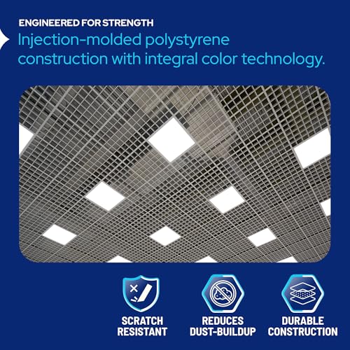 KASTLITE Black Egg Crate Fluorescent Light Covers - 23 5/8” x 47 5/8” Polystyrene Drop Ceiling Grid Diffuser & HVAC Air Vent Grille - 1/2"x1/2"x3/8" Cell Eggcrate Panels, 3-Pack - Manufactured in USA - color: Black