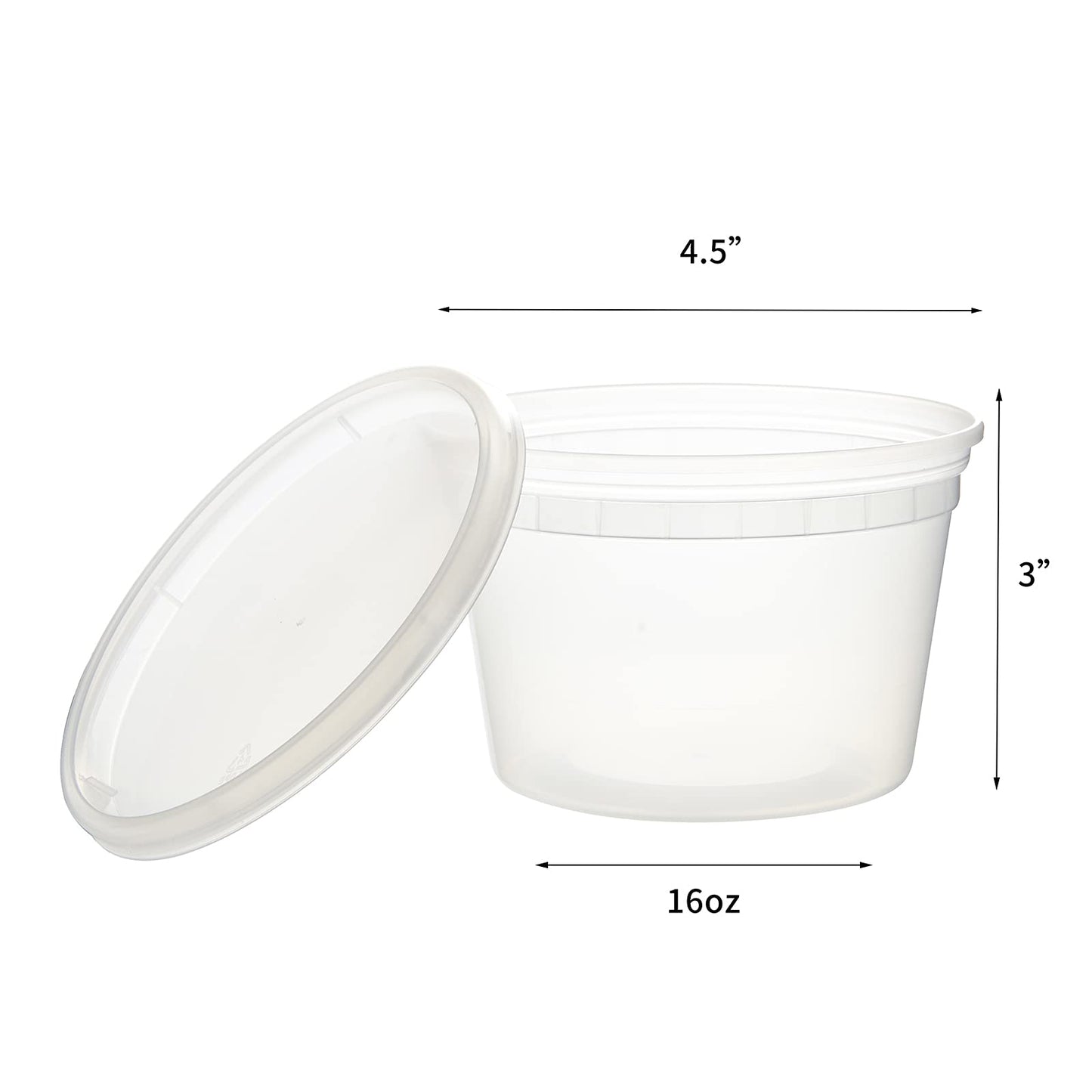 [48Set - 16oz.] Plastic Deli Food Storage Containers With Plastic Lids, Disposable togo containers for soup, Meal Prep, Slime | BPA Free | Stackable | Leakproof | Microwave | Dishwasher | Freezer Safe