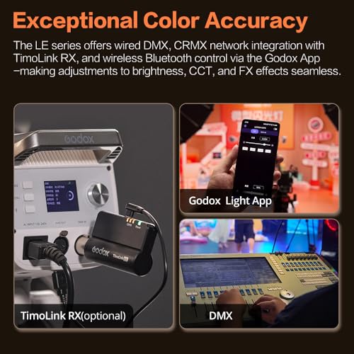 GODOX Light Kit, LE200Bi Continuous Output Lighting, Godox Lighting Kit with Quick Release Softbox, 280cm/ 9.18 FT Stand, 2800K-6500K, CRI 98+, Bluetooth/DMX Control for Studio, Filmmaking - size: White-2pcs Kit
