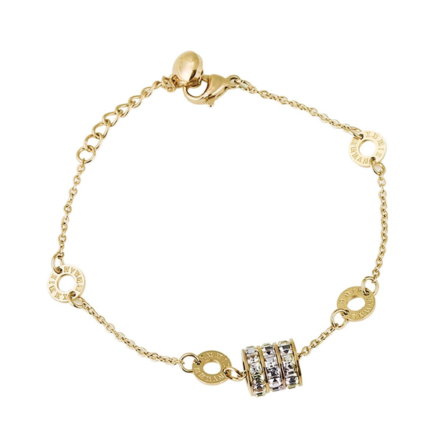 Vbvbip 18K Gold Plated 316L Stainless Steel Bracelets Bangle Collection - 12 Unique Designs + Matching Diamond-Accent Titanium Steel Chain, Gift for Women
