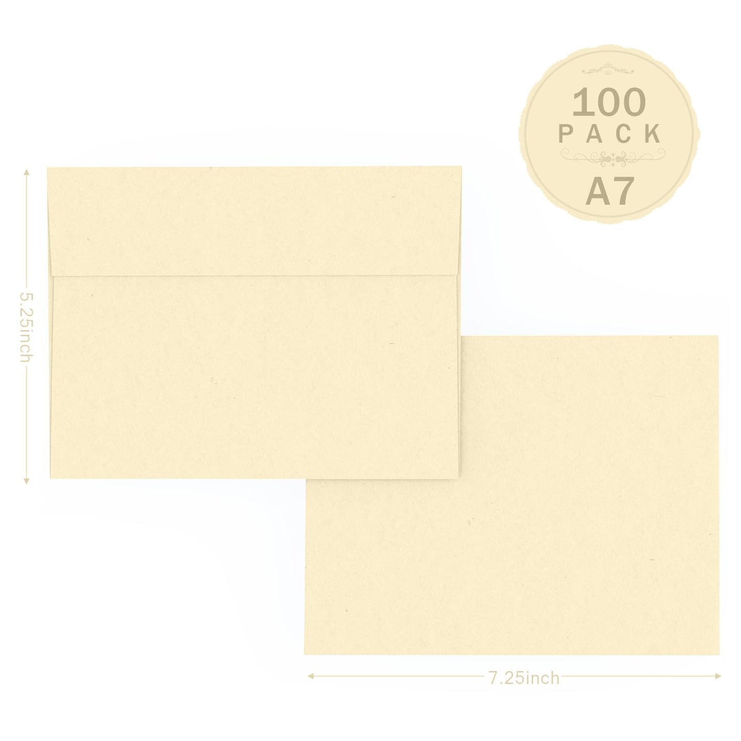A7 Ivory Envelopes 100 Pack, Goefun 5x7 Self Seal Cream Envelopes for Invitation, 5x7 Cards, Wedding, Graduation, Mailing, 5.25 x 7.25 in, 120GSM