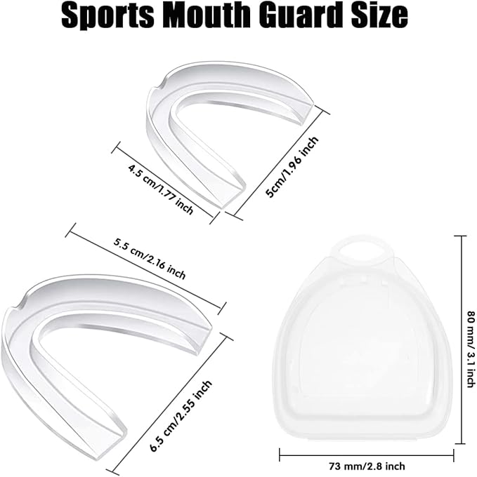 Mouth Guard for Grinding Teeth, Dental Guard, 2 Sizes 4 Pieces, Stops Bruxism Night Guard, Clenching Mouthguard