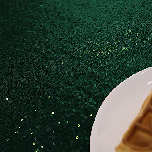 Nanbowang Dark Green Rectangular Sequin Tablecloth - 102" x 60" - Perfect for Parties & Elegant Dining Affairs - size: 102" x 60" (Rectangular)