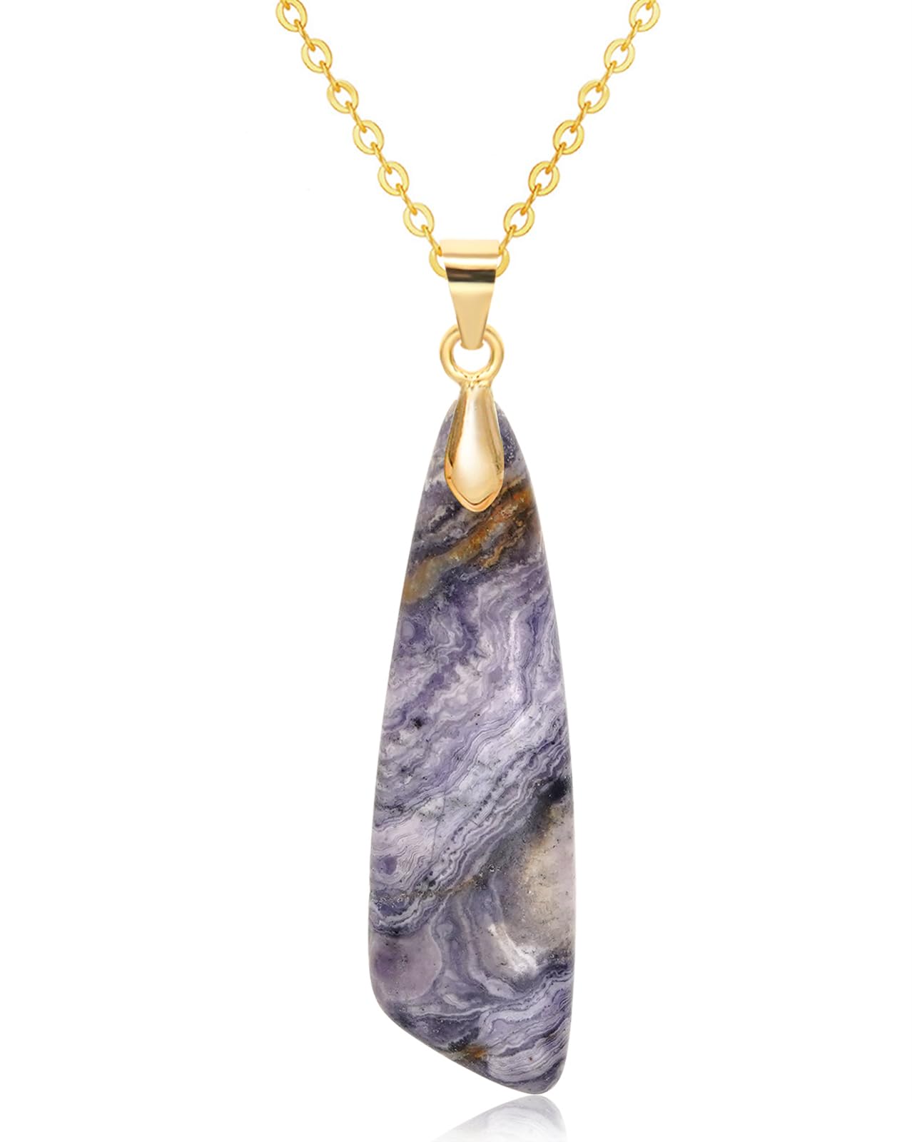 Wovanoo Nature Stone Necklaces for Women Boho Pendant Necklace 18K Gold Chain Necklaces White Blue