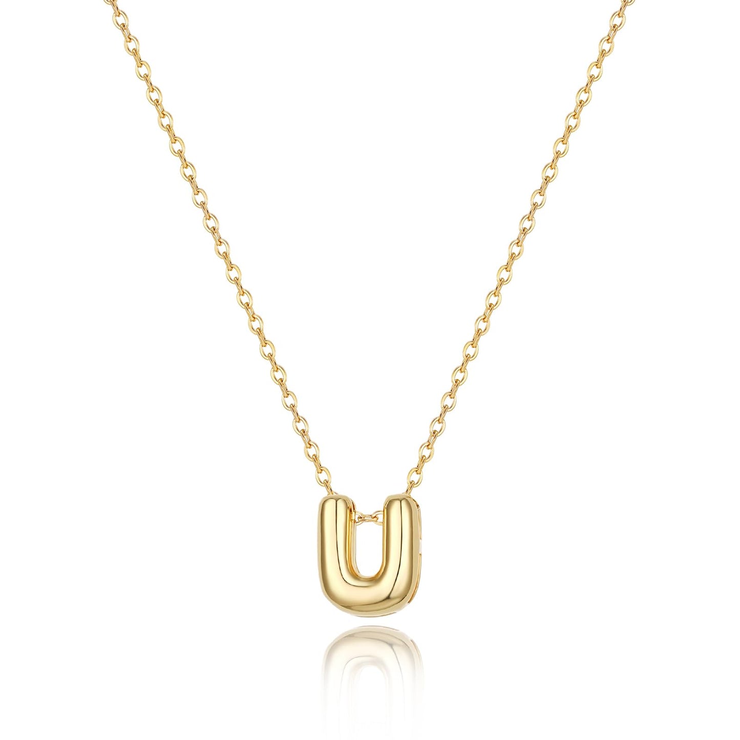 CUEZIY 14K Gold Plated Bubble Letter Necklace Initial Necklaces for Women Dainty Personalized Charm Pendant Name Necklace Cute Non Tarnish Fashion Accessories Teen Gift Trendy Stuff Jewelry Gifts