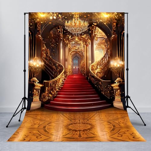 Avezano Luxurious Palace Backdrop Royal Gorgeous Castle Red Carpet Background Wedding Ceremony Night Prom Party Birthday Video Photography Backdrops, 10x12ft - size: 10x12ft