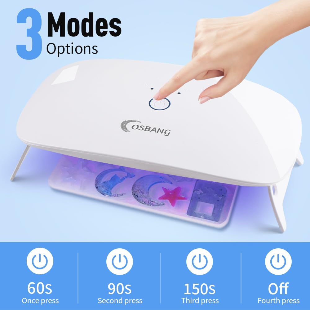 OSBANG 2 Pack UV Light for Resin, Large Size Foldable UV Resin Lamp and Mini Portable Light, Fast Curing and Light Weight UV Lamp, Resin Kits for Jewelry Making, DIY Craft