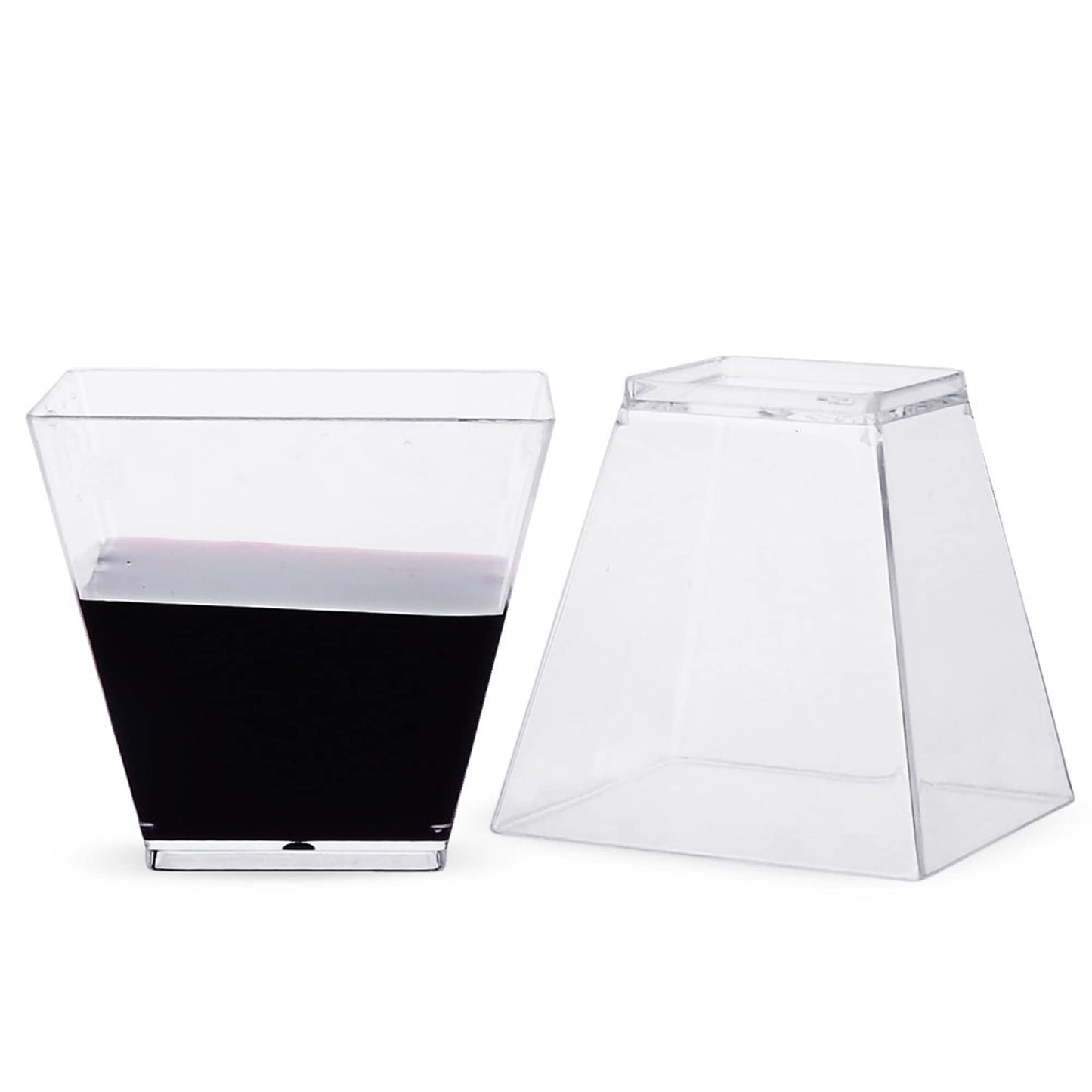 Tiny 50ct 2oz Mini Pyramid Plastic Dessert Cups with Spoons Professional-Grade Recyclable Disposable Party Cups and Mini Appetizers Dessert Shooter Cups Small Serving Plastic Cups CMJJ