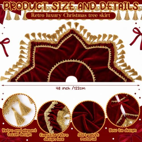 Roowest 48 Inch Classic Christmas Tree Skirt Velvet, Octagon