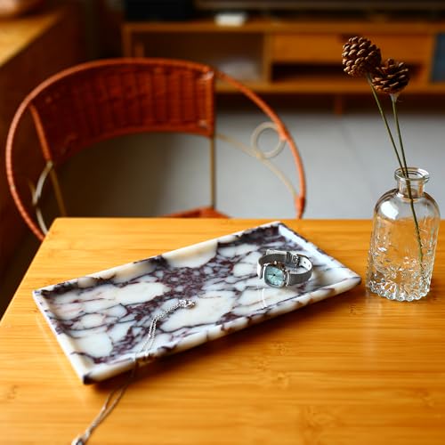 Natural Marble Tray, Coffee Table, Food, Fruit, Paper Cup, Cake Display, Coffee bar, Family Gatherings, Seasonal Holiday Decoration Tray(Viola-rectangle-11 x5 x0.7) - color: Viola-rectangle-11"x5"x0.7"