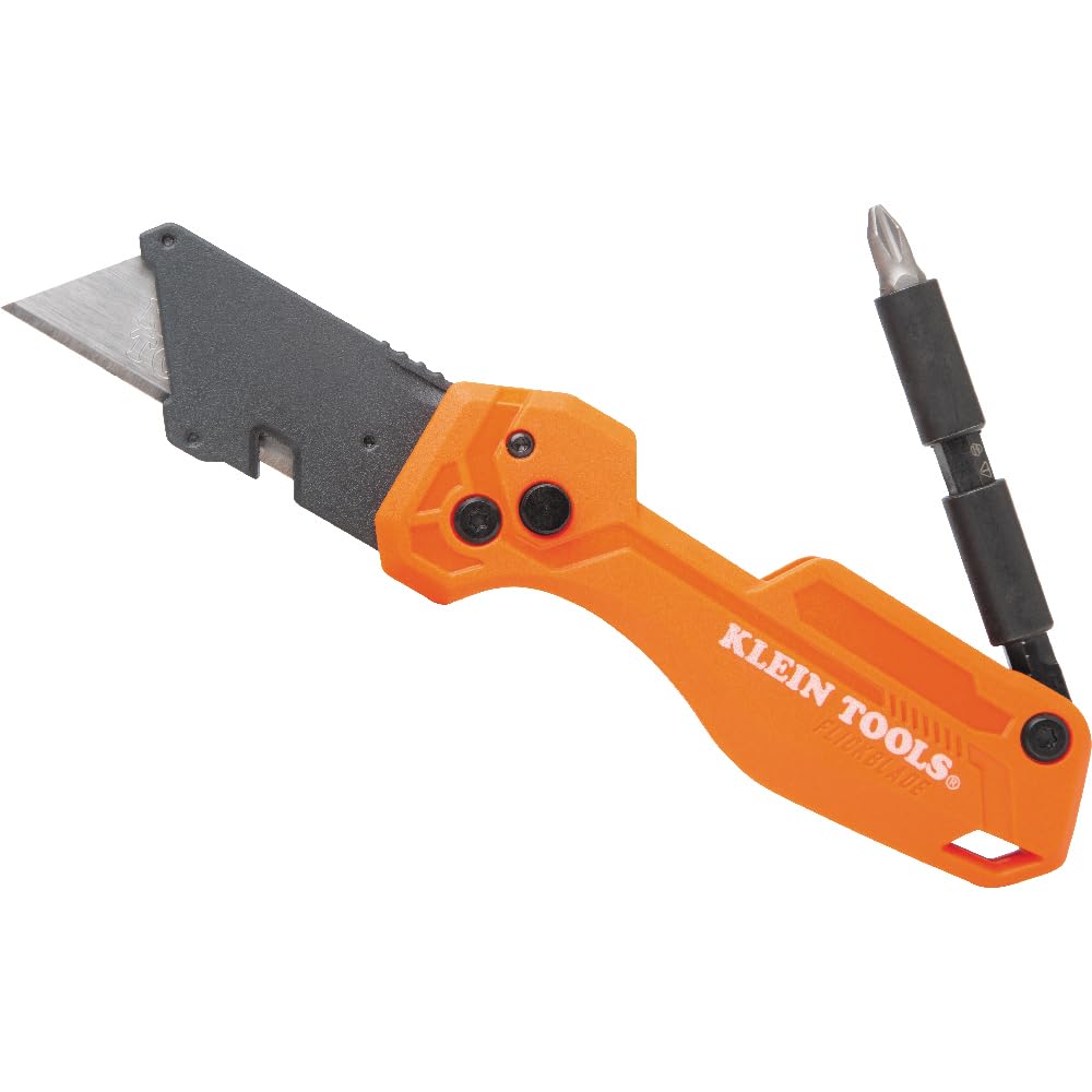 Klein Tools Folding Utility Knife with Impact Driver, Blades and Bits Bundle with 10-Pack Heavy-Duty Replacement Blades