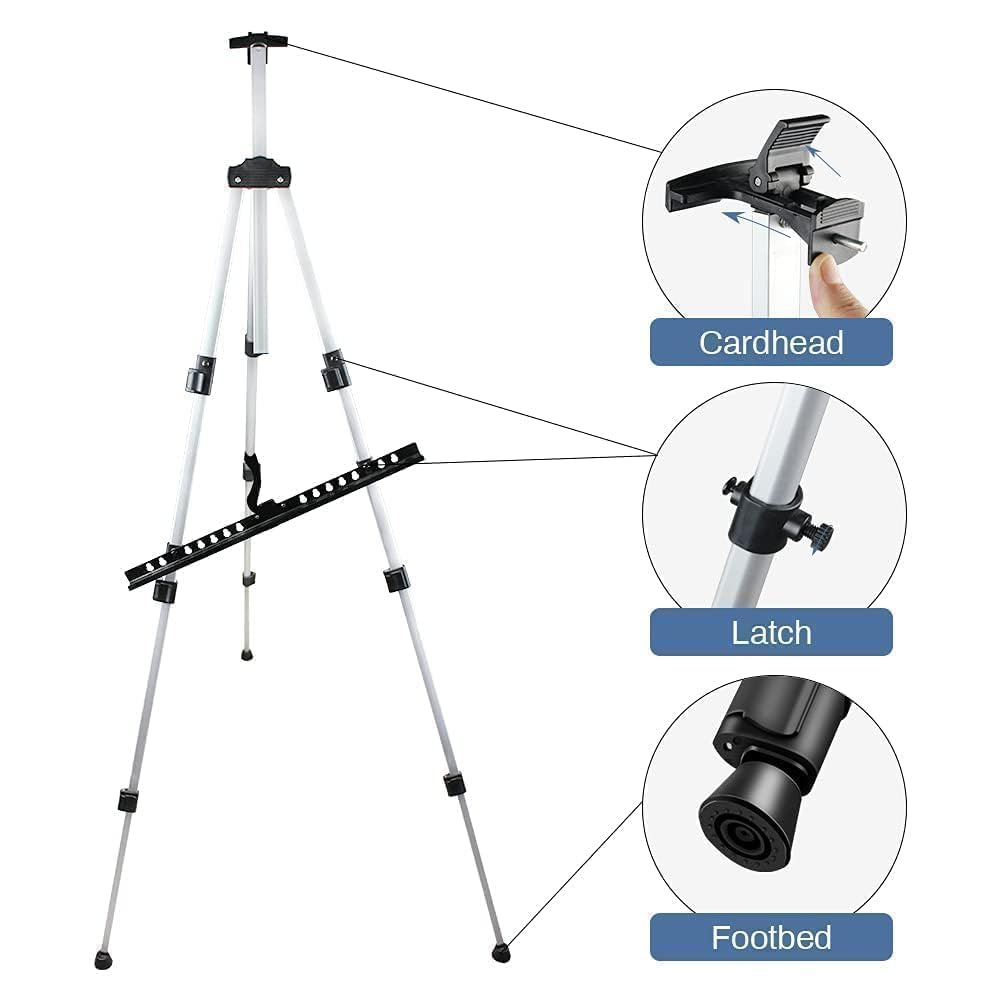 Art Easel Stand for Painting and Sign - RRFTOK 17 to 66 Inch Adjustable Aluminum Tripod Easels for Display, Portable Canvas and Poster Stand with Carry Bag for Beginners, Students and Classroom Use