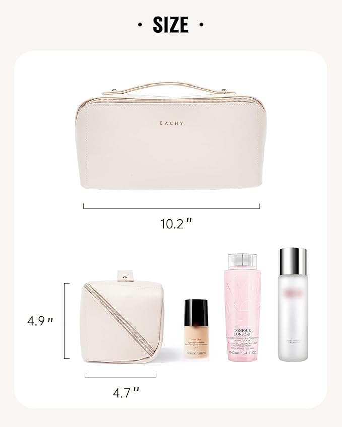 EACHY Travel Makeup Bag,Large Capacity Cosmetic Bags for Women,Waterproof Portable Pouch Open Flat Toiletry Bag Pattern Makeup Bag
