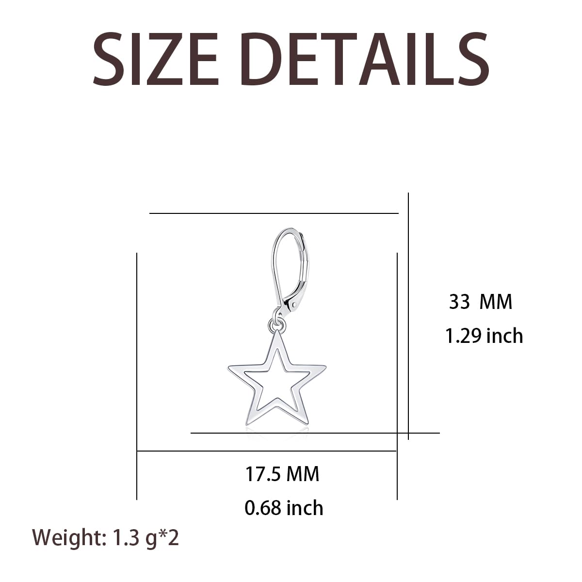 TALYKONG Star Earrings for Women Leverback Dangle Earrings Hypoallergenic Jewelry (star earrings)