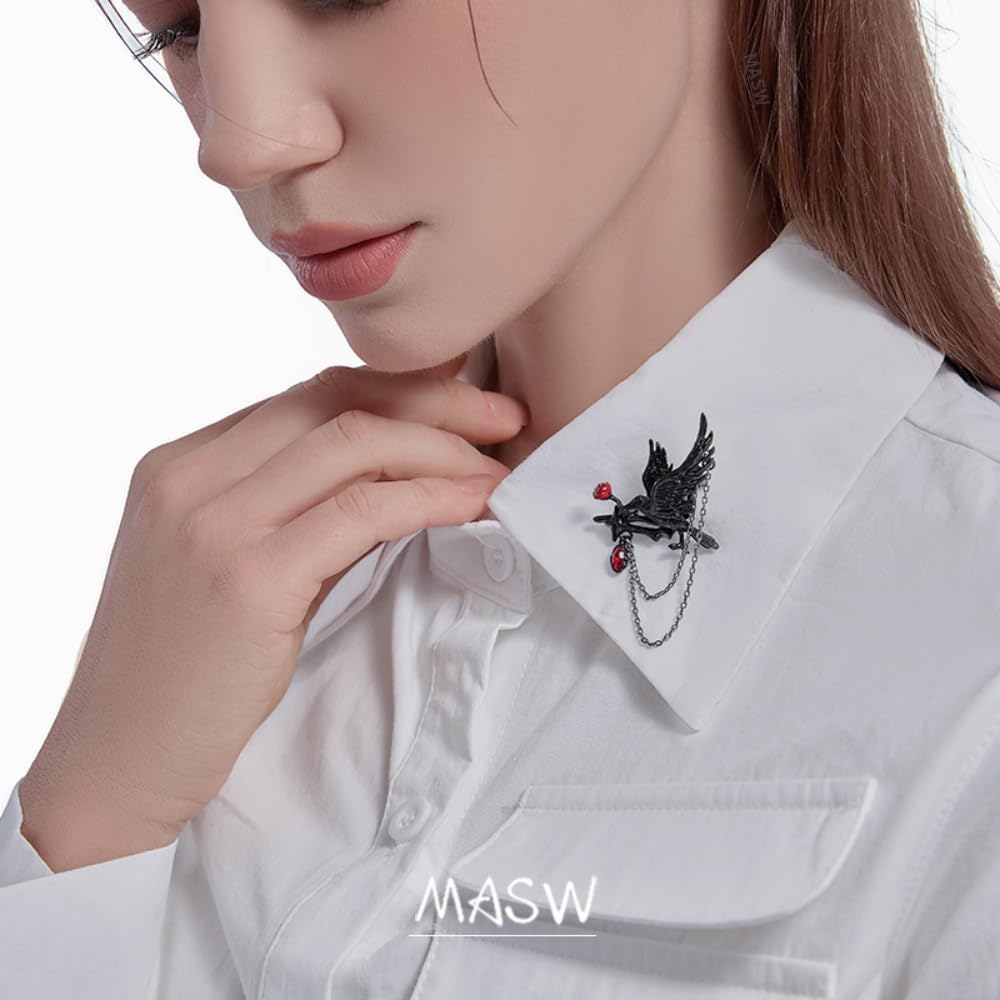 MASW original design Hip Hop Gothic brooch Crow Lady Party gift M3362