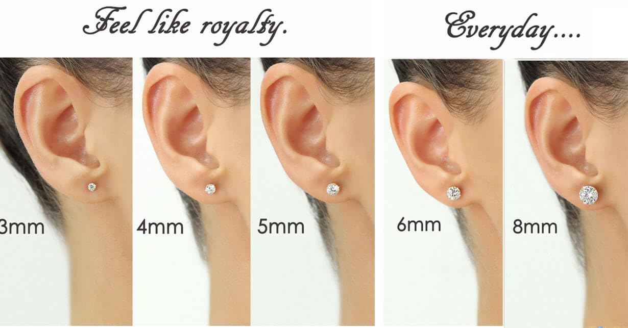 Hypoallergenic Flat Back CZ Stud Earrings, Gold Plated Surgical Steel Secure Screw Back Cartilage Earrings for Women Men with Sensitive Ears | Multiple Piercing,4mm White CZ