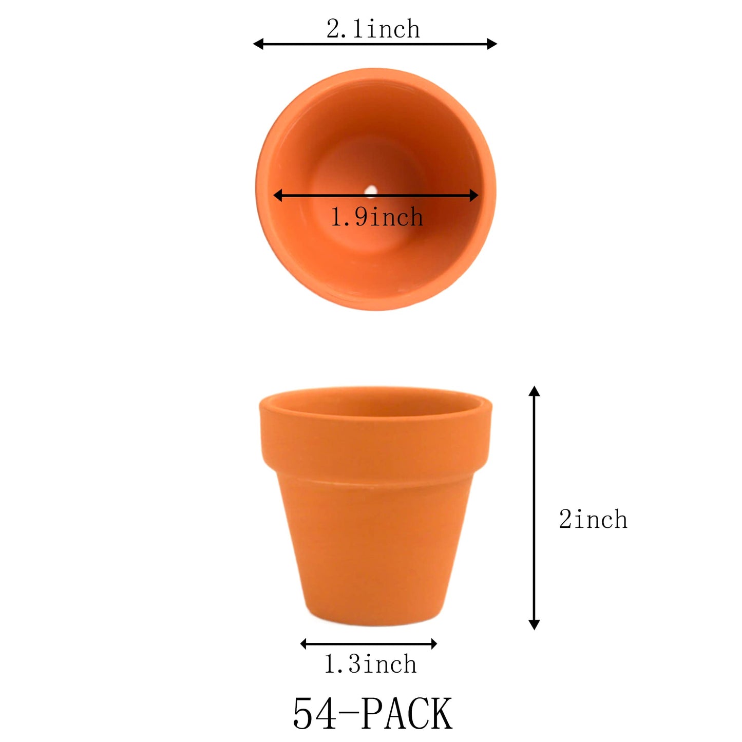 Fcacti 54 Pcs Small Mini Clay Pots 2.1'' Terracotta Pot Clay Ceramic Pottery Planter Cactus Flower Pots Succulent Nursery Pots- Great for Window Boxes, Cactus, Plants, Crafts, Wedding Favors