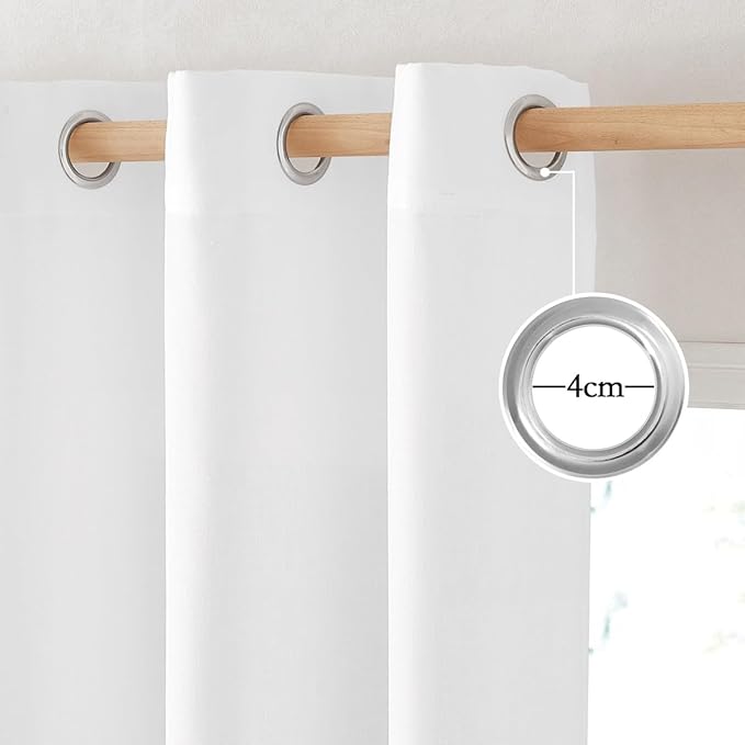 NICETOWN White Linen Doorway Curtains 80 inches Long, Grommet Thick Linen Weave Semi Sheer Window Treatments Privacy Assured with Light Filtering for Bedroom/Side Door, W34 x L80