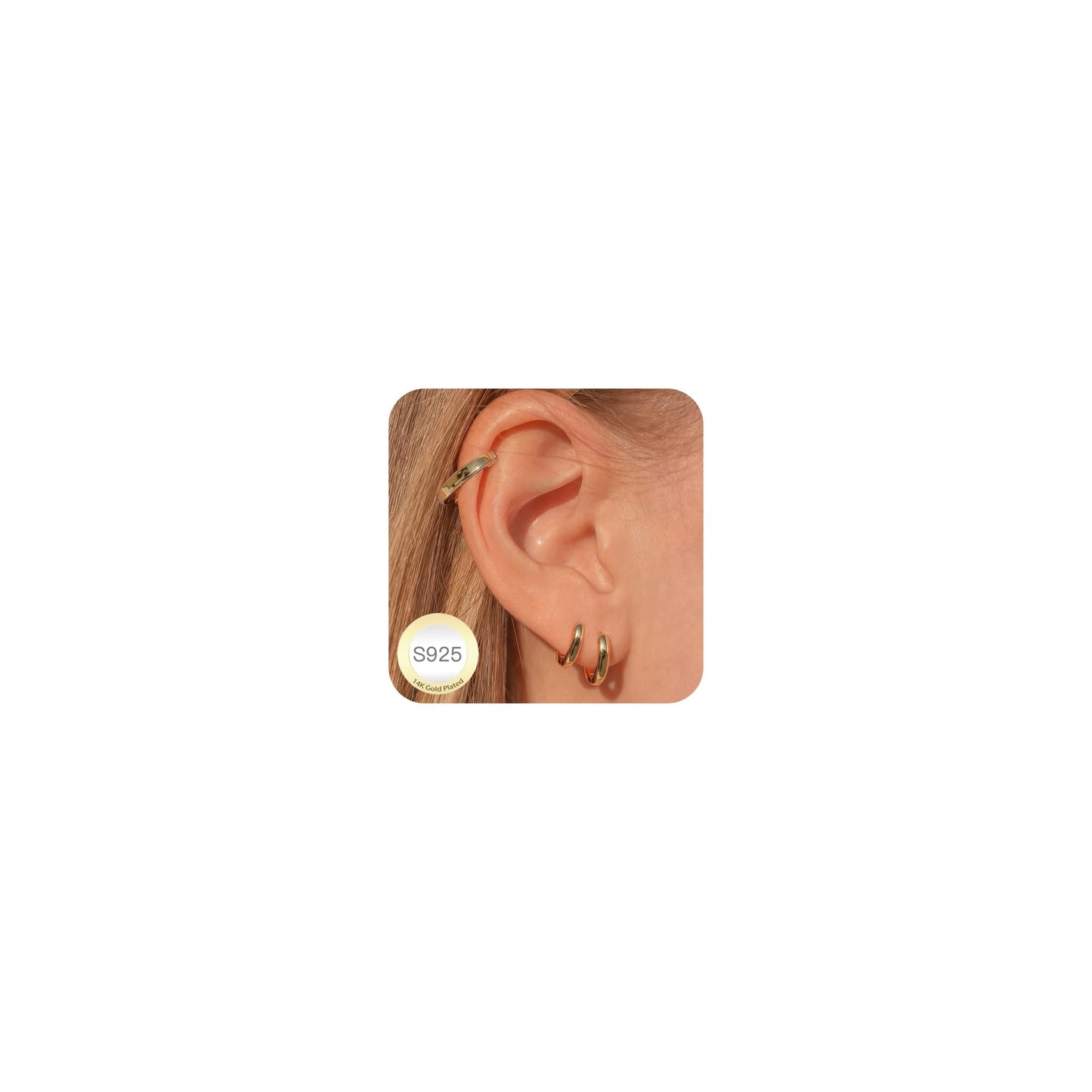 DORANA 3 Pair Small Gold Hoop Earrings Set for Women 925 Sterling Silver Huggie Earrings Non Tarnish Small Cartilage Hoops Stackable Earring Stacks Sets for Multiple Piercing