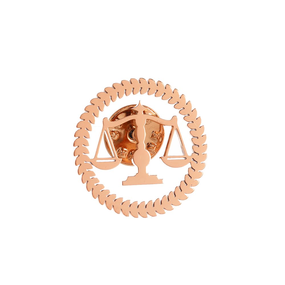 Metal Balance Badges Suit Brooch Libra Scales Brooches For Men (rose gold)