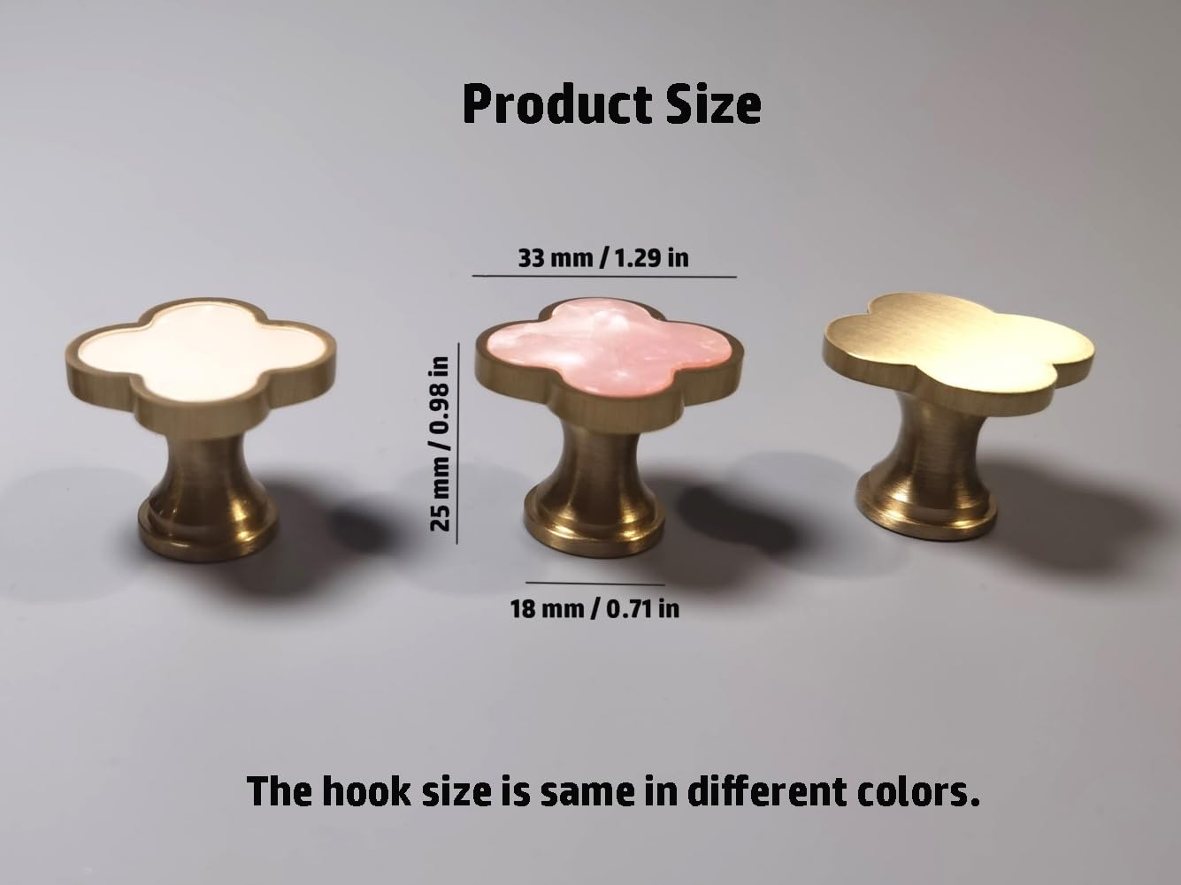 WIN CHAMP Solid Brass Decorative Wall Hooks, Coat Backpack Purse Screw-in Hangers, Wall Mounted Fancy Champagne Gold Hooks (Blossom Pink 4 Pack)