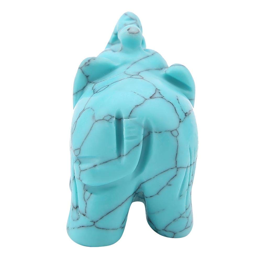 Walfront 1.5inch Elephant Decor, Stone Carved Elephant Sculpture Elephant Crystal Figurine Home Decoration Furnishing Article(Turquoise)
