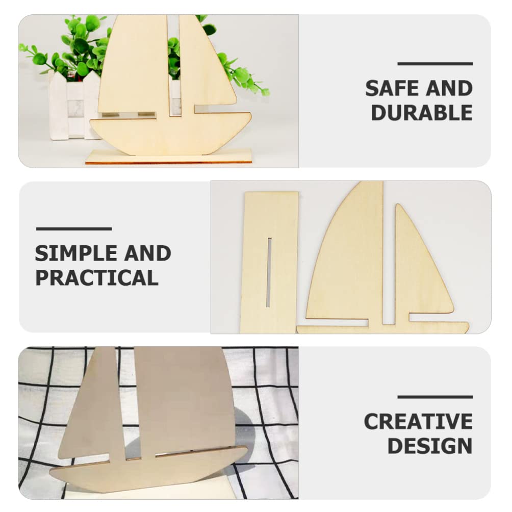 10pcs Sailboat Wood Slices Unfinished Wood Cutouts Rustic Blank Wood Sailing Slice Pieces Ornaments Hanging Embellishments for Beach Ocean Theme Party DIY Art Crafts Projects