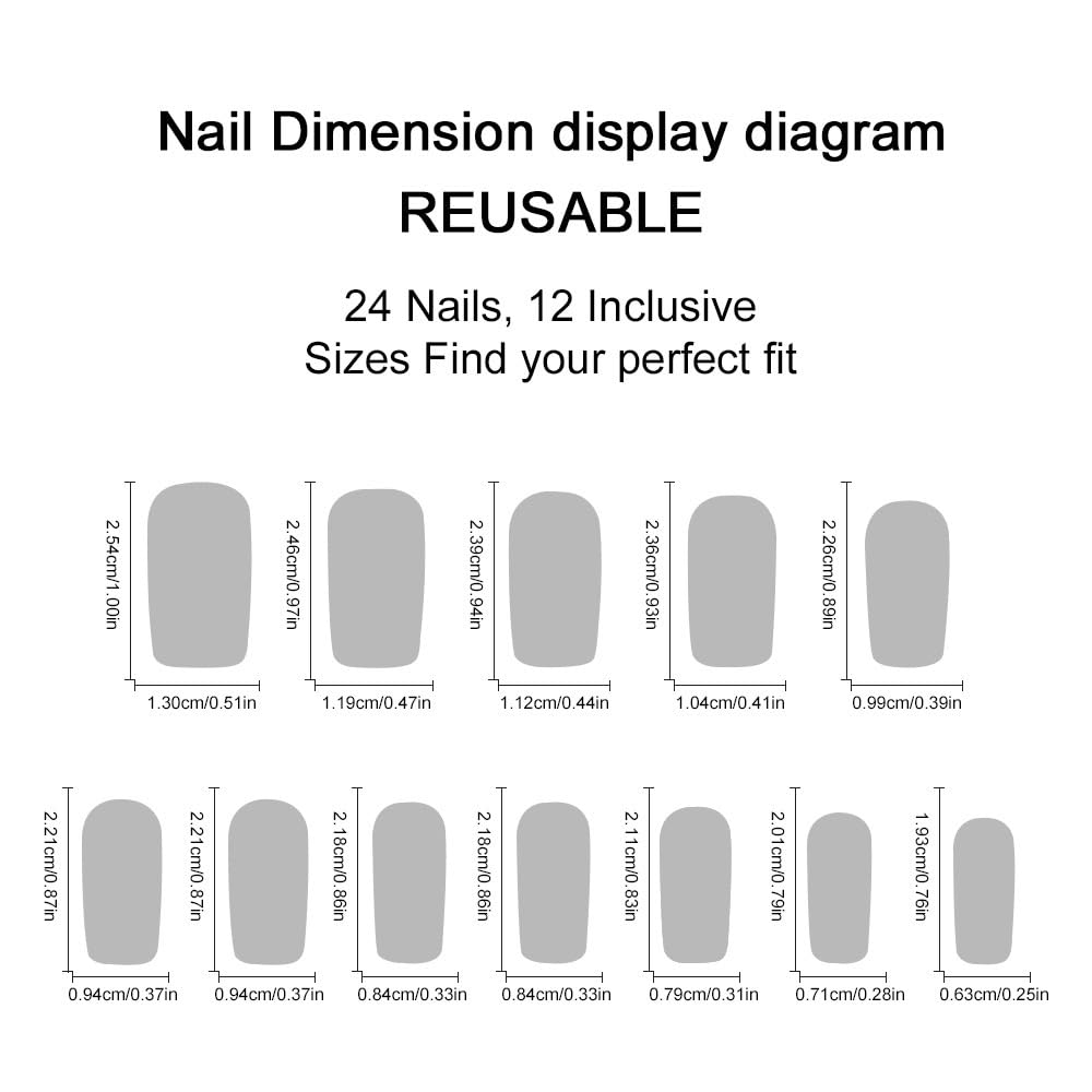 Medium Press on Nails Square Fake Nails White French Tip with Floral Bow Design Glue on Glossy Acrylic Full Cover Stick on False Nails for Women 24Pcs