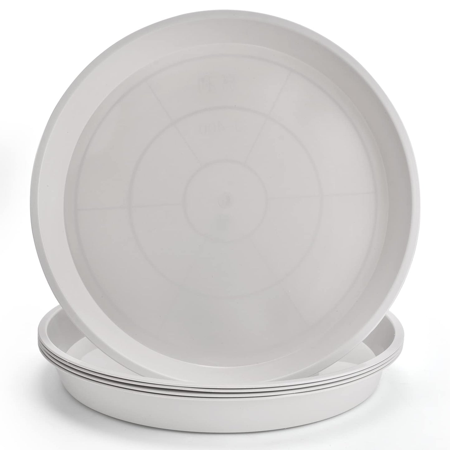 GRESPRI 14-Inch White Plant Saucers for Indoors,5 Packs Sturdy Plastic Plant Trays for Pots Up to 12" Base.14-Inch Flower Pot Saucers for Outdoors.