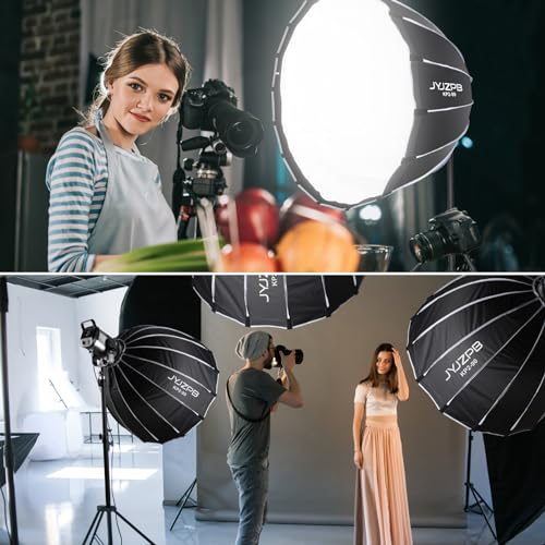 JYJZPB 35.4"/90cm Parabolic Softbox 16 Umbrella Bones with Diffusers/Honeycomb Grid/Bag Quick Release Softbox Bowens Mount Compatible for Professional Photography Studio Speedlight, COB Lights