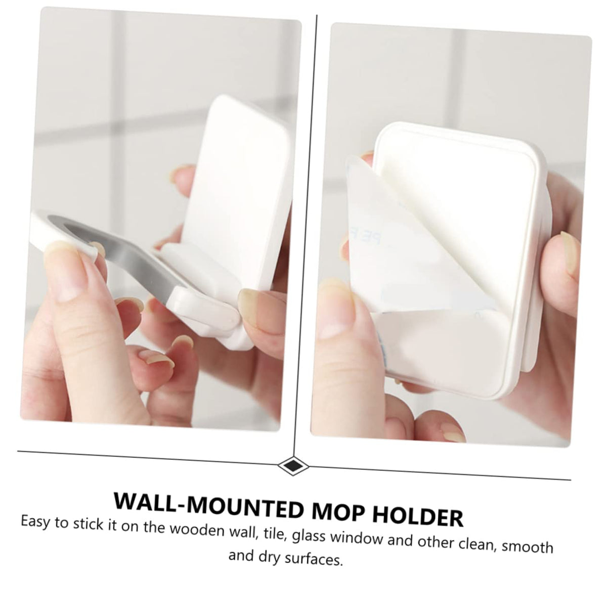 3pcs Punch Mop Holder Wall Mounted Broom Clips Multifunctional Mop Clip Organizer for Kitchen Bathroom Cleaning Supplies
