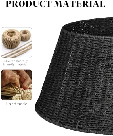 Rustic Farmhouse Christmas Tree Collar - Christmas Decorations Indoor - 28 Inch Woven Wicker Base Cover for Artificial Trees, Holiday Decoration Ring Skirt Basket for 5-9Ft, Natural & Stable