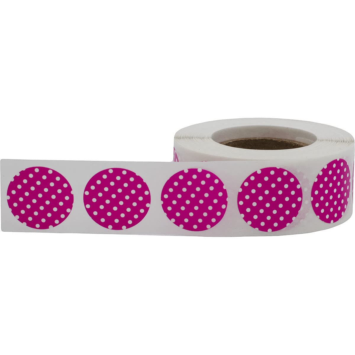 Hot Pink with White Polka Dot Color Coding Labels -3/4" Inch Round Circle Dots, 500 Total Adhesive Stickers on a Roll for Inventory and Crafting - Made in the USA