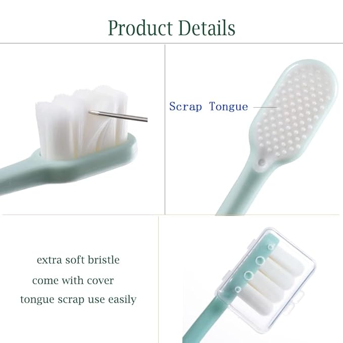 [Upgrade Version 4 Pack Micro Nano Extra Soft Toothbrush for Adult,20000 Soft Bristle Toothbrush for Sensitive Teeth or Gum Clean Effectively，Especially for Pregnant or Elderly.