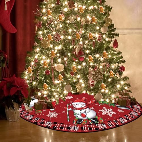 Christmas Tree Skirt 48 Inch Winter Xmas Snowman Home Party Decor
