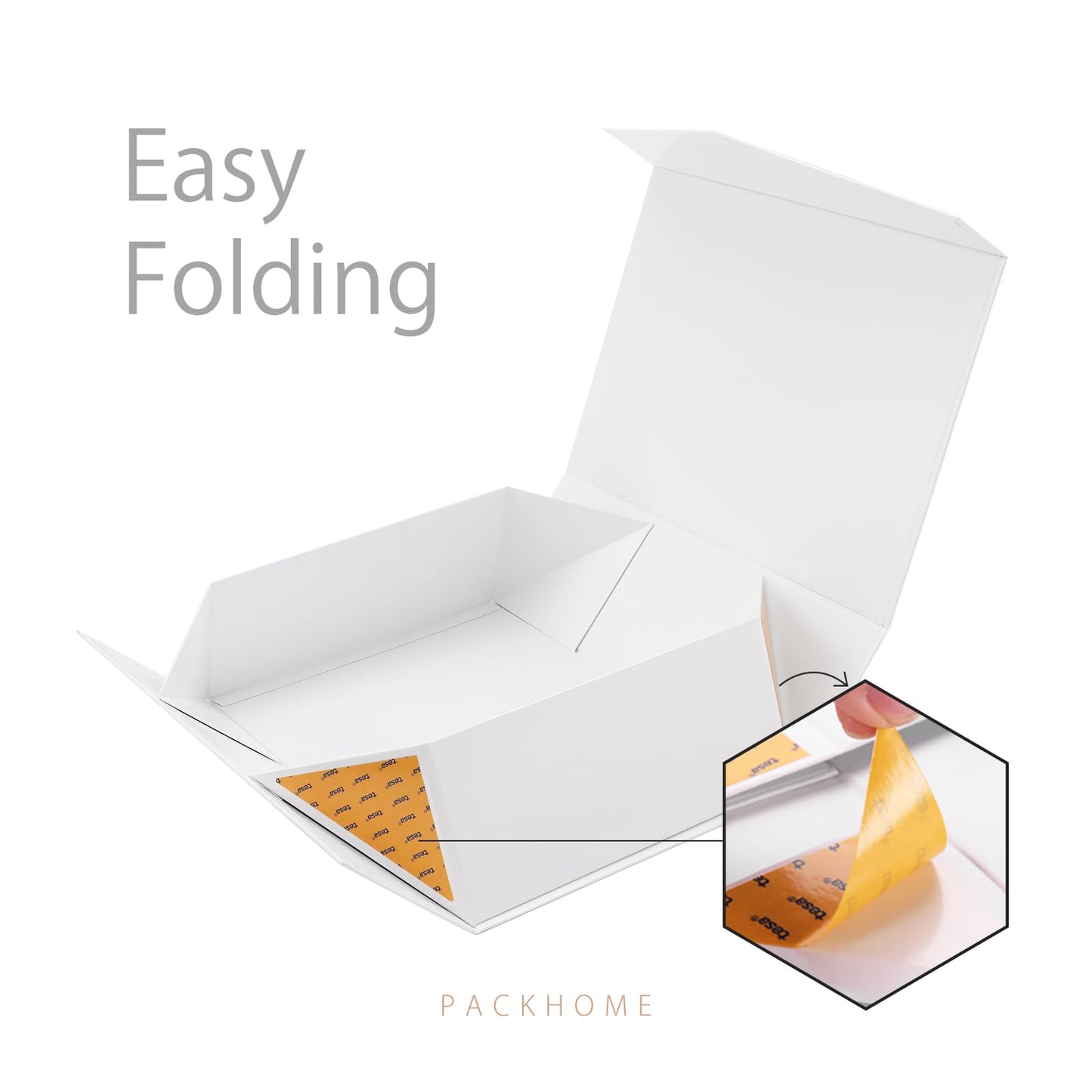 PACKHOME Mothers Day 6 Large Gift Boxes with Lids 13.5x9x4.1 Inches, Sturdy Collapsible Gift Boxes with Magnetic Closure (Glossy White)