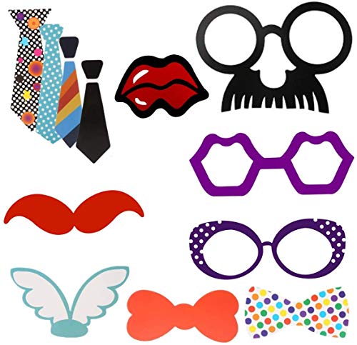 Funny Selfie Props, 89 Pieces with Sticks - Costume Dress Up Accessories for Southwestern, Carnival, Wedding, Birthday Parties