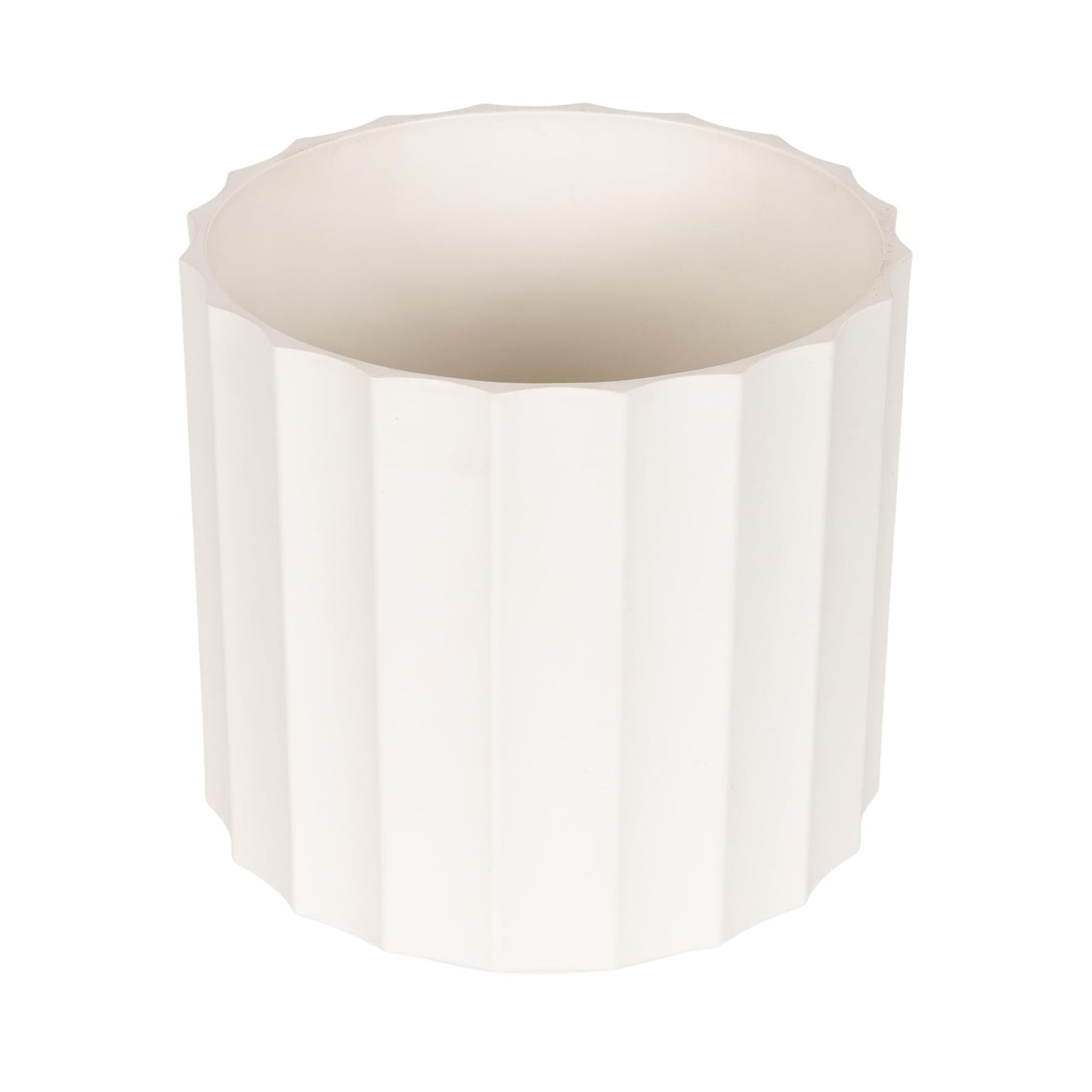Kate and Laurel Jibbs Round Indoor Scalloped Planter Pot, 10 x 10 x 10, White, Modern Circular Planter for Indoor Plants for Living Room or Sunroom Decor