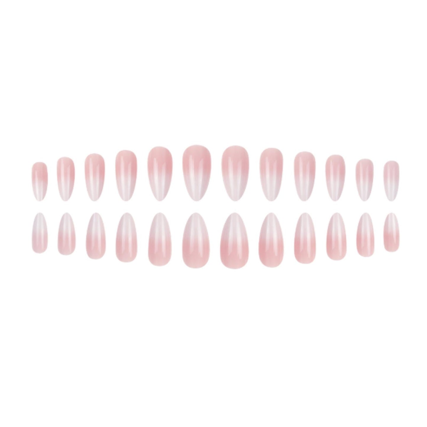 Kamize Short Almond Fake Nails Gradient Press on Nails Full Cover Acrylic Glossy False Nails Nude for Women 24PCS